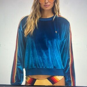 velvet, relaxed sweatshirt in vintage blue size, small aviator nation nwt